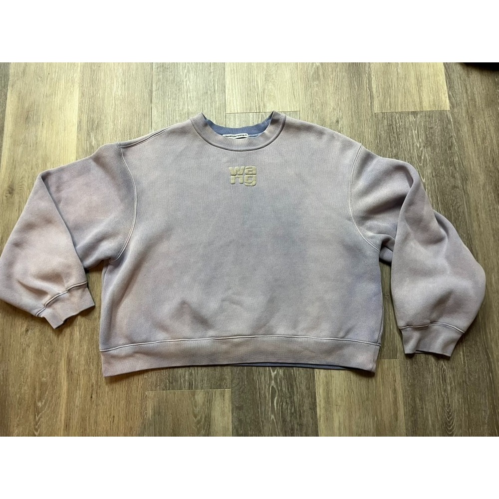 Vtg Alexander Wang Essential Terry Crew Logo Sweatshirt Cloud Purple Women's L
